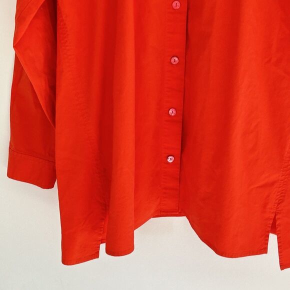 Eileen Fisher Tunic Top Size Small Coral Button Front Organic Cotton Blouse - Picture 3 of 6